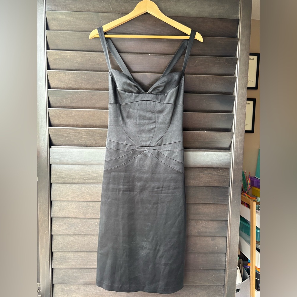Laundry By Design Women’s Black Body Con Dress Sz8 Satiny Spaghetti Strap
